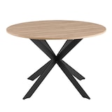 thumbnail of Table à manger ronde en MDF et aluminium noir et bois