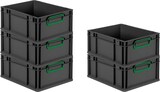thumbnail of Eurobox NextGen Color, HxBxT 17x30x40cm, 16 Liter, Griffe grün zu, Schwarz, Eurobehälter, Transportbehälter