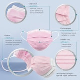 thumbnail of 50 Einweg-Schutzmasken chirurgisch, Typ IIR, in rosa Farbe, Filtration (BFE) 98%, hergestellt in Spanien