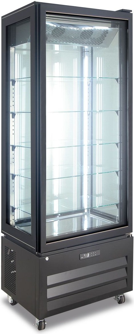 KLIMAITALIA Gefrier, kein Frostteig. 4 LEDs. Abtau auto. Thermo digital. T° -21°C/-18°C. Dim. 65x65x195 cm groß. VICTORIA65NFNBLACK