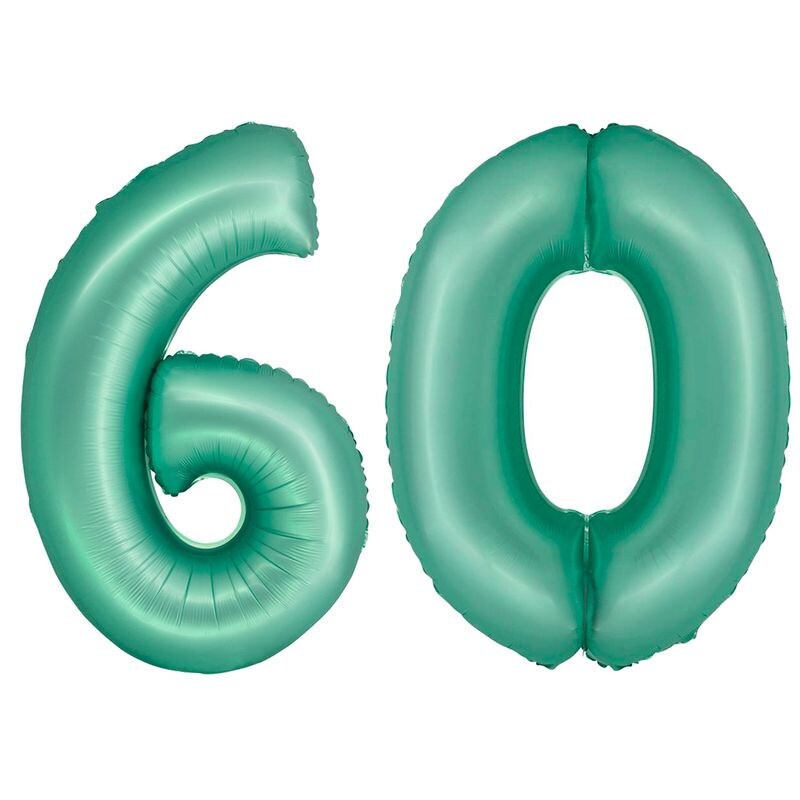 XL Folienballon mint grün Zahl 60