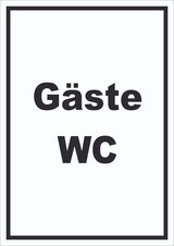 thumbnail of Gäste WC Schild mit Text Toilette hochkant A3 Rückseite selbstklebend