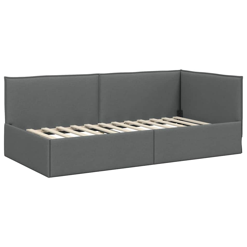 vidaXL Hoekbedframe met hoofdeinde Donkergrijs 80 x 200 cm Stof