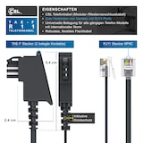 thumbnail of CSL - 1m Telefonkabel TAE-F Stecker auf RJ11 Stecker − Int. Norm 6P4C / 4-polig belegt − Flachkabel - TAE-F - schwarz