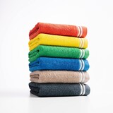 thumbnail of Benetton - Toalha de Mãos 50x90cm 100% Algodão Verde com Listras Rainbow