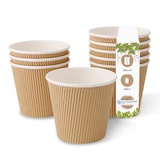 thumbnail of BIOZOYG 500 Stück Suppenbecher 500ml braune Einwegbecher Riffelbecher aus Kraftkarton, Bio-Becher mit Riffelwand, für Eintöpfe und heiße Speisen