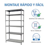 thumbnail of SimonRack Metallregal, 2500x900x500 mm, 6 Ebenen, Metallboden, 180 kg Biegepunkt, Grau - Simonclick