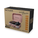 thumbnail of Platine vinyle stéréo saumon 33/45/78 tours avec enceintes intégrées - USB/SD/AUX - Prise casque