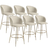 thumbnail of tectake Chaise de bar avec dossier LUANA aspect velours - crème/or, Lot de 6 - 405867