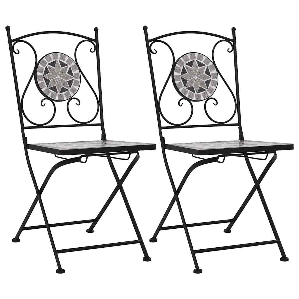 Chaises De Bistrot Mosaïque 2 Pcs Gris