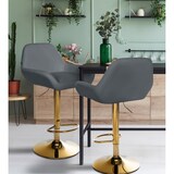 thumbnail of Sgabello da bar Braga in similpelle oro grigio