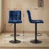 thumbnail of CHEFGASTRO 2er Set Barhocker ALASKA Samt Schwarz HxBxT 94x46x47cm Samt Blau Barstuhl
