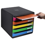 thumbnail of Exacompta - Réf. 309798D - BIG BOX PLUS - Caisson 5 tiroirs  - Dimensions extérieures :  Prof. 34,7 x l 27,8 x H 27,1cm - Noir/Arlequin