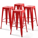 thumbnail of 4er-Set Barhocker Stahl rot glänzend