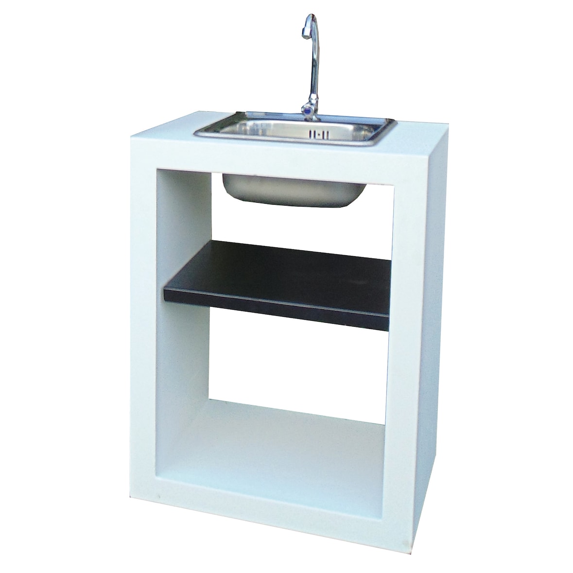 Módulo lava-louça MINI - Módulo bancada com lava-louça, produzido em betão, pintado de branco e preto - 60x45x80cm