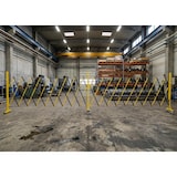 thumbnail of Alu Absperrgitter HWC-B34, Scherengitter Schutzgitter mit Rollen, ausziehbar 110x60-500cm ~ gelb-schwarz