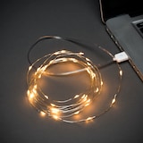 thumbnail of Konstsmide Micro LED Lichterkette mit USB Anschluss, 50 bernsteinfarbene Dioden, Innen (USB), silberfarbener Draht