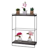 thumbnail of Wandplank HWC-K77, hangende plank Keukenplank, massief houten metalen industriële 2 planken 50x35x17cm ~ donkergrijs