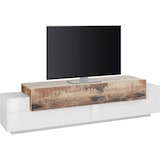 thumbnail of shopinnovativo -Mobile Porta TV 200 Cm Con 3 Ante A Ribalta Bianco Lucido E Legno Pero 200x45x51 H