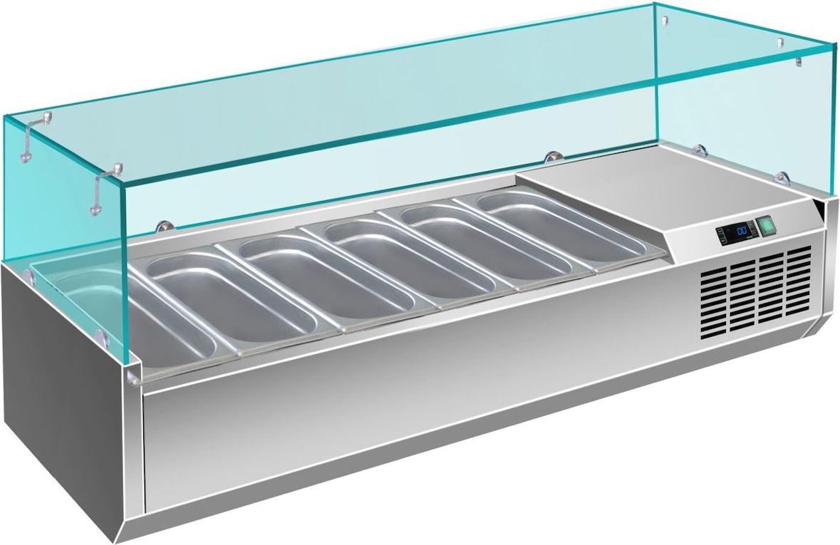A&S Pizzakühlaufsatz mit Glasaufsatz 7x 1/3 GN | 1500x335x460 mm