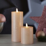 thumbnail of LED Kerze LINA Rustik Optik Echtwachs flackernd Timer H: 19cm rosa