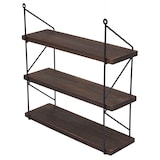 thumbnail of Estante de pared HWC-K78, estante colgante estante flotante, 3 estantes metal madera maciza industrial 40x40x13cm ~ marrón oscuro