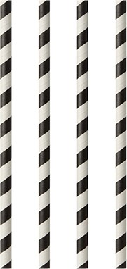500 Stück Papierstrohhalme Ø 6 mm · 20 cm schwarz/weiss  Stripes