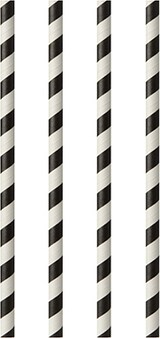 thumbnail of 500 Stück Papierstrohhalme Ø 6 mm · 20 cm schwarz/weiss  Stripes