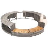 thumbnail of Merax Spa-Pool, Gartenmöbel-Set, Poolumrandung, PE-graues Rattan und Akazienholz, mit Stauraum, Lounge-Set, für Whirlpool und Pool
