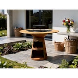 thumbnail of PURLINE Barbacoa redonda en acero corten con plancha de acero, grill y tablero de madera EFP59CO WOOD