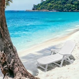 thumbnail of Lettino Sdraio California Bianco in Resina con Schienale Reclinabile e Ruote -  cm 80x190x98h