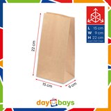 thumbnail of DayBays 50 Stk. Blockbodenbeutel 15+9x28 cm Braun