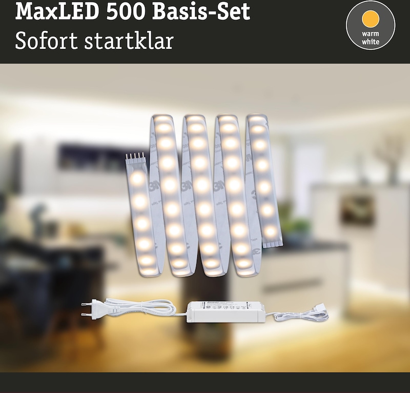 LED-Lichtstreifen mit Netzteil und Stecker.