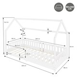 thumbnail of ML-Design Kinderbett 90x200 cm Weiß mit Rausfallschutz, Dach & Lattenrost, Hausbett aus massivem Kiefernholz, Kinderhaus Bodenbett Spielbett