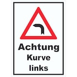 thumbnail of Schild Achtung Kurve links A1 Rückseite selbstklebend