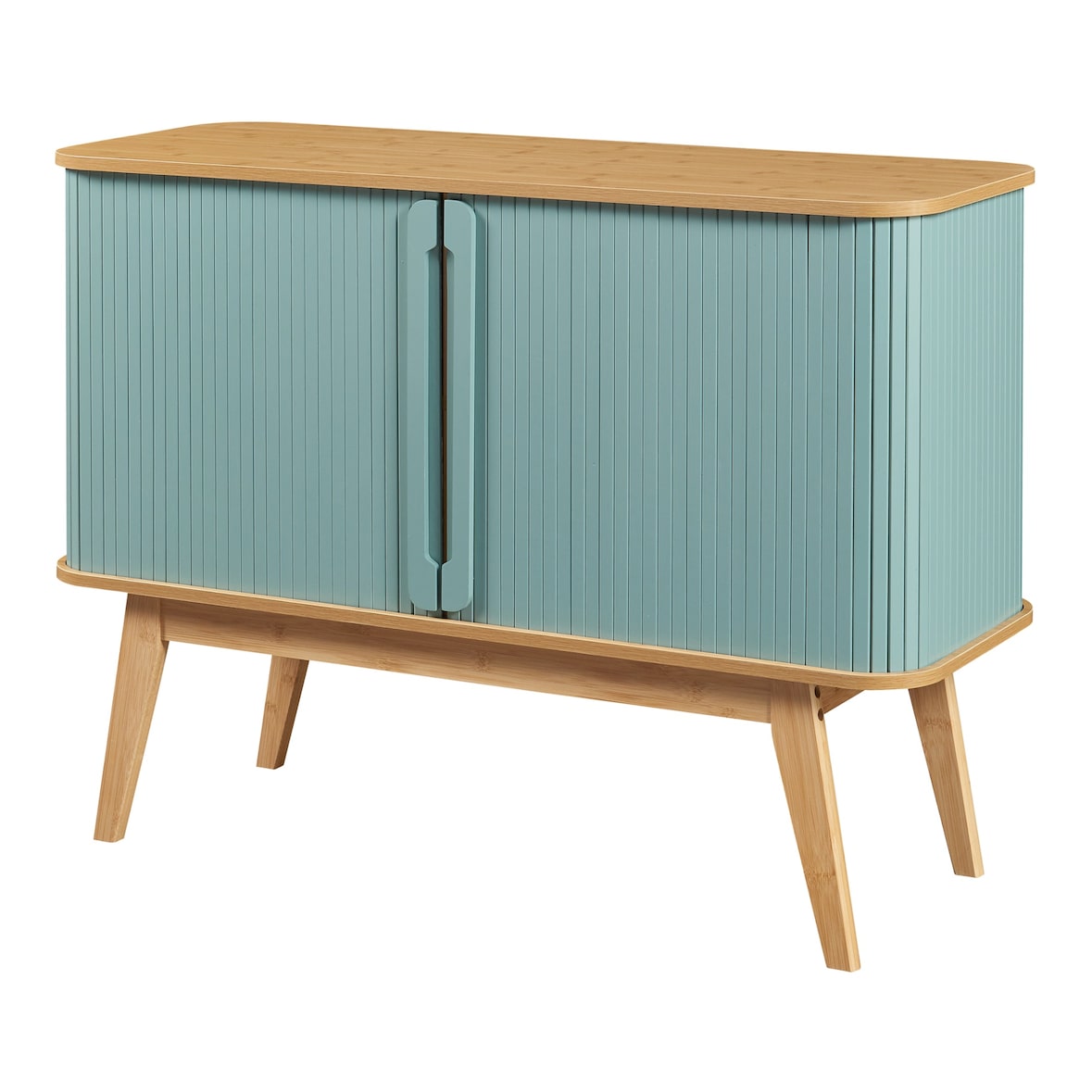 Helloshop26 - Aparador/cômoda/móveis de armazenamento em bambu para sala de estar hall de entrada ou quarto 110 x 40 x 80 cm azul 03_0009046