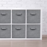 thumbnail of Relaxdays Aufbewahrungsbox, 19 l, Ordnungsbox aus Stoff, 6er-Set, HBT 26,5x28x28cm, faltbarer Regalkorb, Griff, hellgrau