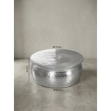 thumbnail of Couchtisch 75x31x75cm Aluminium Silber Beistelltisch orientalisch rund, Flacher Hammerschlag Sofatisch Metall, Design Wohnzimmertisch modern,