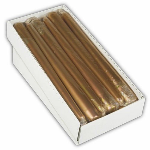 12 Leuchterkerzen Ø 2,2 cm · 25 cm gold einzeln cellophaniert