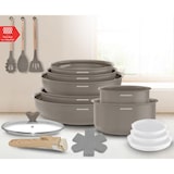thumbnail of Batterie de cuisine 18 pèces poignée amovible Taupe  AM7887 usage non-intensif Arthur Martin