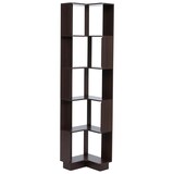 thumbnail of Eck-Bücherregal HWC-P53, Eckregal Standregal Wohnregal, 5 Ebenen MDF Melamin 175x40x40cm ~ Walnuss-Optik