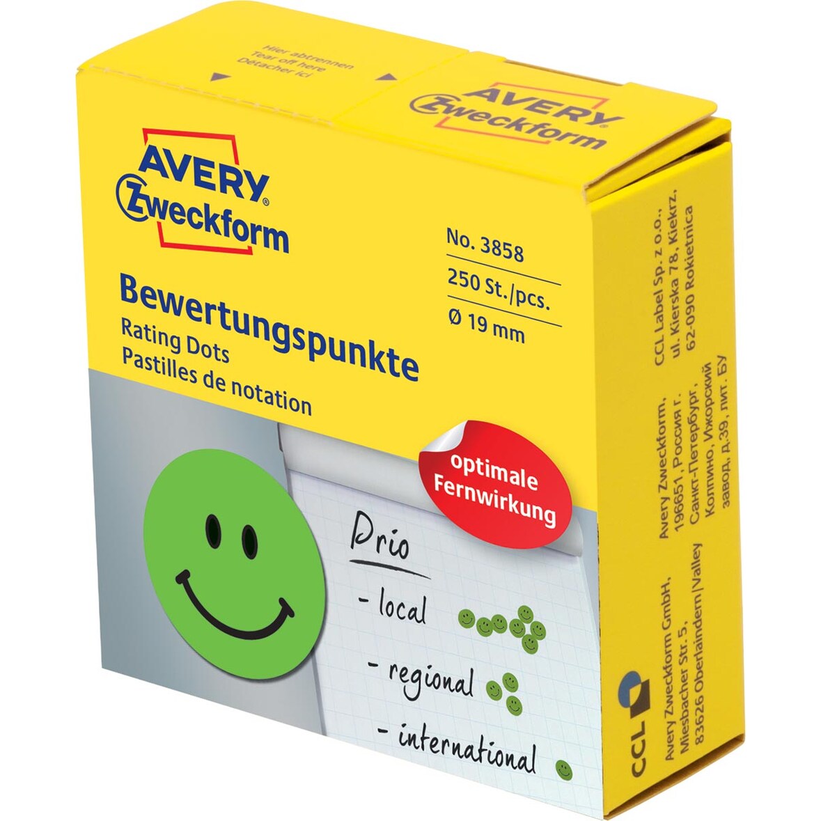AVERY Zweckform Markierungspunkte, Gesicht positiv, grün