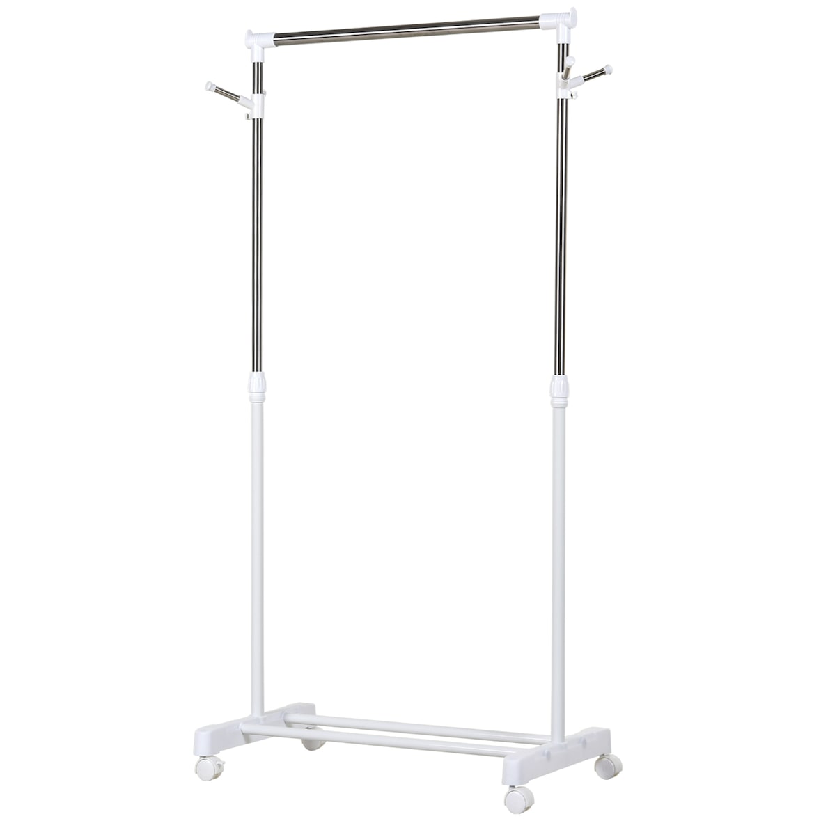 Perchero Estándar de Ropa Ajustable Portátil Ruedas 68,5x42x87-145 cm Blanco Plata