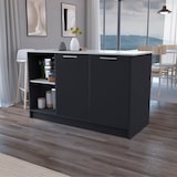 thumbnail of Isla de cocina Juniper en melamina con dos puertas y 3 estantes , Negro / Ibiza  90 X 150 X 64 cm
