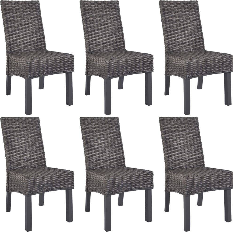 vidaXL Esszimmerstühle 6 Stk. Braun Kubu Rattan und Mangoholz