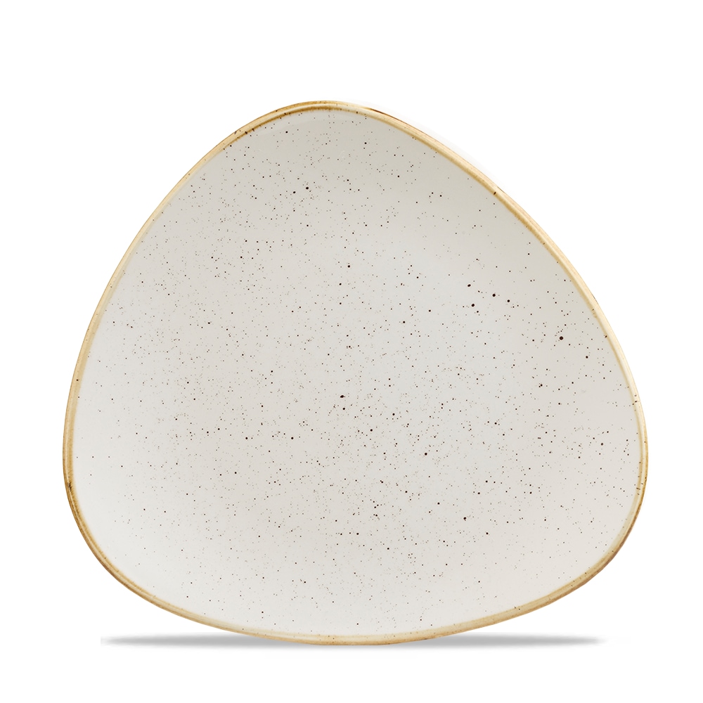 Barley White driehoekig bord 19,2 cm Churchill Stonecast met stippen 12swhstr7 Pak van 12