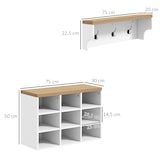 thumbnail of Móvel Cabide de Entrada com Banco Sapateira 2 em 1 Móveis de Entrada com 3 Ganchos 75x30x50 cm e 75x20x22,5 cm Branco