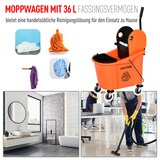 thumbnail of Reinigungswagen Wischeimer 54x41x92 cm 36 L mit Pressauswringer Rollen Trennsystem Moppstielhalter Metallgriff Orange