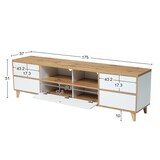 thumbnail of Modernes TV-Gerätemöbel 175x37x51 in Weiß & Holz mit Stauraum, 4 Türen und praktischen Fächern für Mediengeräte