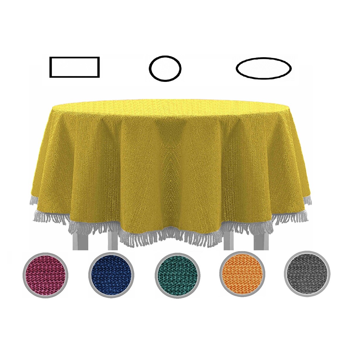 Gartentischdecke mit Fransen Tischdecke rund oval eckig Classic 130 cm rund gelb